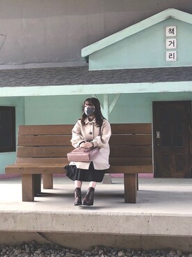 「韓国」｜「アイテム（ステンカラーコート）」を使った、oriさん（レディース・156cm）の秋コーディネート