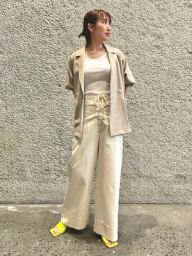 airi yukiさんの「【セットアップ対応】ドルマンシャツジャケット」を使ったコーディネート