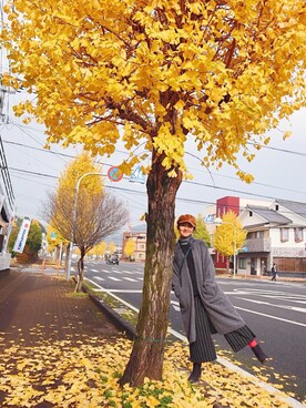 「UNIQUE（ユニーク）のアイテム（ジャケット/アウター）」を使った、emviaさん（レディース・156cm）の冬コーディネート