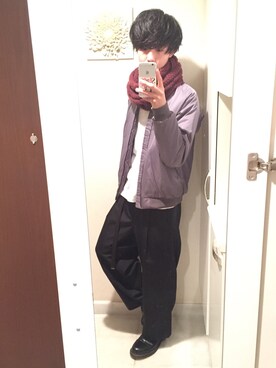 「スヌード」｜「アイテム（MA-1）」を使った、Ryuさん（メンズ・172cm）の冬コーディネート