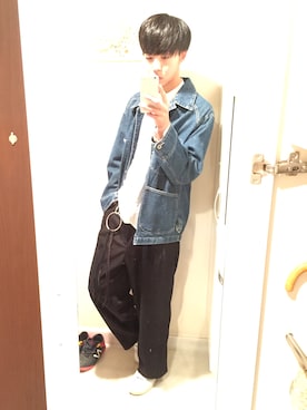 「リング」｜「アイテム（デニムジャケット）」を使った、Ryuさん（メンズ・172cm）の冬コーディネート
