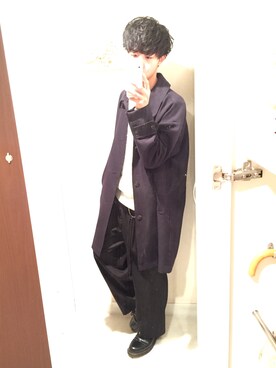 「リング」｜「アイテム（ステンカラーコート）」を使った、Ryuさん（メンズ・172cm）の冬コーディネート