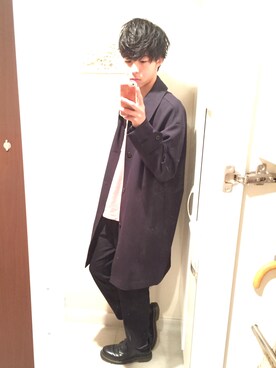 「アイテム（ステンカラーコート）」を使った、Ryuさん（メンズ・173cm・10代）の春コーディネート