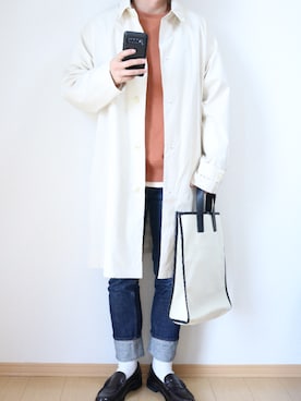 「RAGEBLUE（レイジブルー）のアイテム（ステンカラーコート）」を使った、しみさん（メンズ・170cm）の春コーディネート