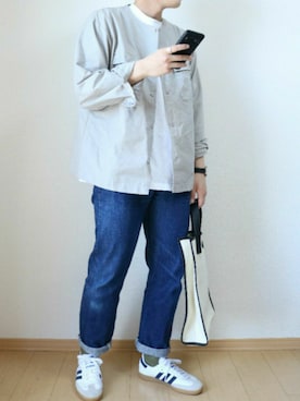 「サンバ」｜「アイテム（トートバッグ）」を使った、しみさん（メンズ・170cm）の春コーディネート