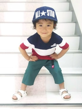 「Right-on（ライトオン）のアイテム（パンツ）」を使った、Right-on KID'Sさん（キッズ・100cm）の春コーディネート