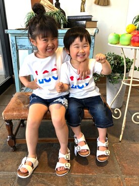 「Right-on（ライトオン）のアイテム（パンツ）」を使った、Right-on KID'Sさん（キッズ・107cm）の夏コーディネート