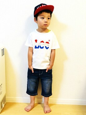 「Right-on（ライトオン）のアイテム（パンツ）」を使った、Right-on KID'Sさん（キッズ・103cm）の夏コーディネート