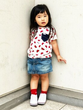 「Lee（リー）のアイテム（スカート）」を使った、Right-on KID'Sさん（キッズ・93cm）の夏コーディネート