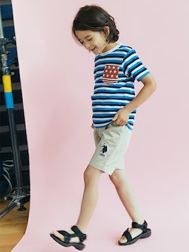 「Right-on（ライトオン）のアイテム（サンダル）」を使った、Right-on KID'Sさん（キッズ・120cm）の夏コーディネート