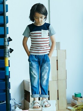 「Right-on（ライトオン）のアイテム（サンダル）」を使った、Right-on KID'Sさん（キッズ・120cm）の夏コーディネート