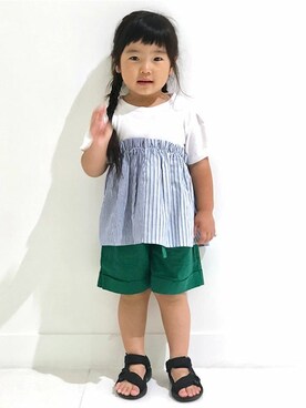 「Right-on（ライトオン）のアイテム（パンツ）」を使った、Right-on KID'Sさん（キッズ・93cm）の夏コーディネート