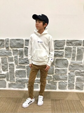 「Champion（チャンピオン）のアイテム」を使った、Right-on KID'Sさん（キッズ・135cm）の冬コーディネート