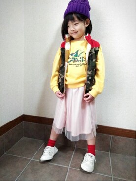「Champion（チャンピオン）のアイテム」を使った、Right-on KID'Sさん（キッズ・116cm）の冬コーディネート