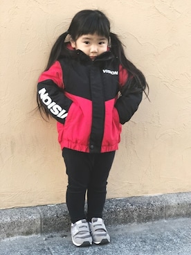 「Right-on（ライトオン）のアイテム（ナイロンジャケット）」を使った、Right-on KID'Sさん（キッズ・96cm）の冬コーディネート