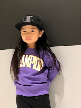 「Champion（チャンピオン）のアイテム」を使った、Right-on KID'Sさん（キッズ・97cm）の冬コーディネート