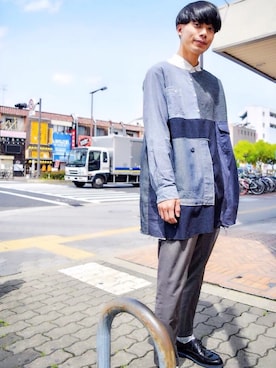 「ダンガリーシャツ」｜「アイテム（その他トップス）」を使った、あっきーさん（メンズ・180cm）の夏コーディネート
