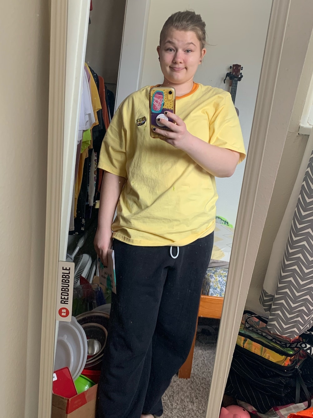 「sweatpants、Hanes、spongebob、teddy fresh、collaboration、lazy、sweats、stayhome、quarantine、comfortable」｜「HANESのアイテム（パンツ、ブラック系）」を使った、gibsofyesterさん（レディース・160cm）の春コーディネートの1枚目の写真