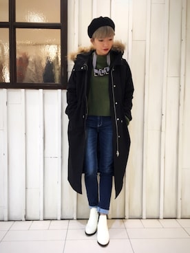 「OSMOSIS（オズモーシス）のアイテム（モッズコート）」を使った、osmosis名古屋 yukaさん（レディース・160cm）の冬コーディネート