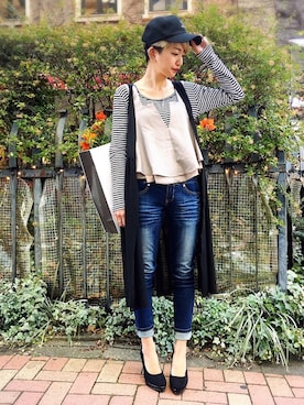 「アイテム（キャミソール）」を使った、osmosis名古屋 yukaさん（レディース・160cm）の冬コーディネート