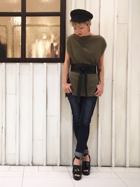 「アイテム（ニット/セーター）」を使った、osmosis名古屋 yukaさん（レディース・160cm）の春コーディネート