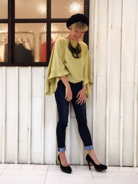 「アイテム（ニット/セーター）」を使った、osmosis名古屋 yukaさん（レディース・160cm）の春コーディネート