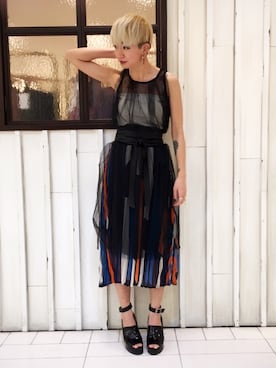 「アイテム（ベルト）」を使った、osmosis名古屋 yukaさん（レディース・160cm）の春コーディネート