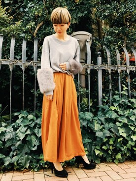 「アイテム（ニット/セーター）」を使った、osmosis名古屋 yukaさん（レディース・160cm）の秋コーディネート