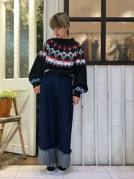 「アイテム（ニット/セーター）」を使った、osmosis名古屋 yukaさん（レディース・160cm）の冬コーディネート