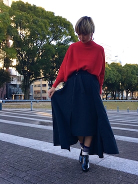 「アイテム（ニット/セーター）」を使った、osmosis名古屋 yukaさん（レディース・160cm）の冬コーディネート