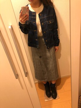 Miiikaさんの「カシミヤクルーネックセーター（長袖）」を使ったコーディネート