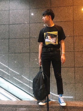 「JW Anderson（ジェイダブリューアンダーソン）のアイテム（バックパック/リュック）」を使った、朱宮さん（メンズ・180cm）の春コーディネート