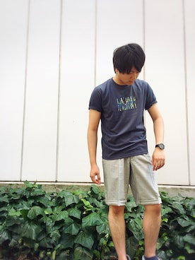「Golden Bear（ゴールデンベア）のアイテム（Tシャツ/カットソー）」を使った、goldenbearさん（メンズ・172cm）の夏コーディネート
