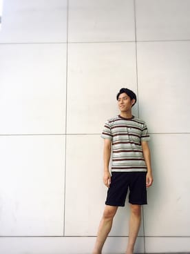 「Golden Bear（ゴールデンベア）のアイテム（Tシャツ/カットソー）」を使った、goldenbearさん（メンズ・172cm）の夏コーディネート