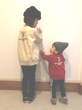 「きょうだいコーデ」｜「アイテム（ニットキャップ/ビーニー）」を使った、nicoさん（キッズ・120cm）の冬コーディネート