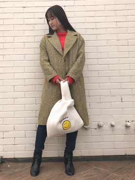 「アイテム（エコバッグ/サブバッグ）」を使った、RNさん（レディース・158cm）の冬コーディネート