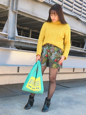 「アイテム（エコバッグ/サブバッグ）」を使った、RNさん（レディース・158cm）の冬コーディネート