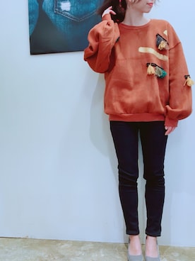 「裏ボア」｜「アイテム（スウェット）」を使った、napiさん（レディース・162cm）の秋コーディネート