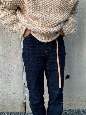 「GU（ジーユー）のアイテム（Denim pants、ブルー系）」を使った、mmmmm21さん（レディース・152cm）の冬コーディネート