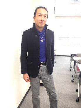 「アイテム（ノーカラージャケット）」を使った、よーりーさん（メンズ・173cm・40代）の春コーディネート
