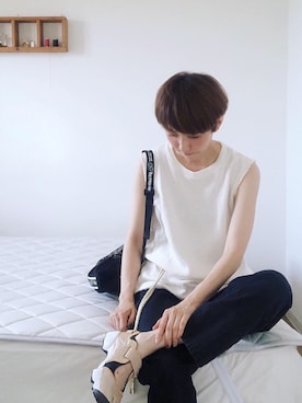 「アイテム（バックパック/リュック）」を使った、miki__072さん（レディース・165cm）の夏コーディネート