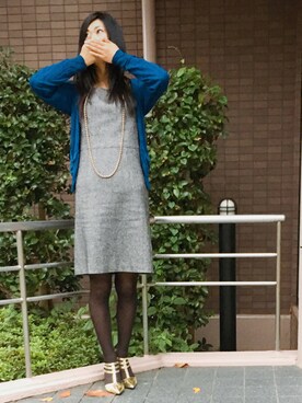 ワンピース ドレスを使った 青カーディガン のレディース人気ファッションコーディネート Wear