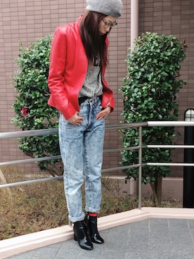 「BOBSON（ボブソン）のアイテム」を使った、LLさん（レディース・162cm）の冬コーディネート