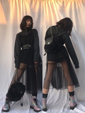 「アイテム（ジャージ）」を使った、ぷるこ/KaedeOkuboさん（レディース・163cm・10代）の秋コーディネート