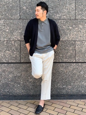 「ビジネス」｜「アイテム（スリッポン）」を使った、oka136さん（メンズ・181cm）の春コーディネート