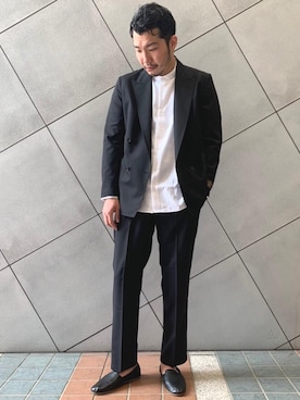 「ビジネス」｜「アイテム（スリッポン）」を使った、oka136さん（メンズ・181cm）の夏コーディネート