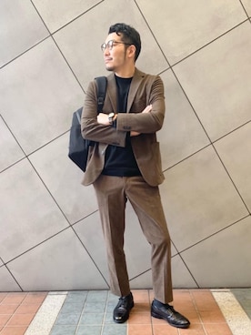 「アイテム（テーラードジャケット、ブラウン系）」を使った、oka136さん（メンズ・181cm）の秋コーディネート