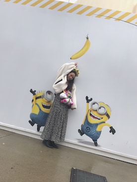 「USJコーデ」｜「アイテム（ブルゾン）」を使った、SORA☺︎さん（レディース・158cm）の冬コーディネート
