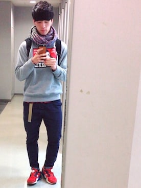 「BEN DAVIS（ベンデイビス）のアイテム（スウェット）」を使った、Aoさん（メンズ・174cm）の秋コーディネート