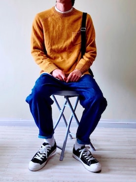 「春夏コーデ」｜「GU（ジーユー）のアイテム（ニット/セーター）」を使った、おちゃさん（メンズ・172cm）の春コーディネート